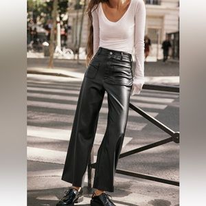 Zara high-waisted faux leather ZW marine straight pants